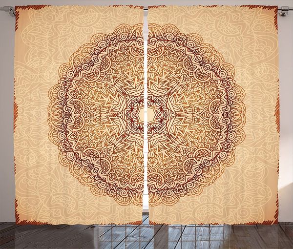 

mandala window curtains mystical meditative inner sign style motif with repeating lines living room bedroom decor curtain window