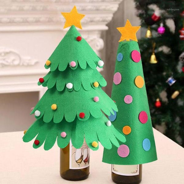 

christmas decorations waasoscon wine bottle cover trees shape ornaments for table decoration supplies1