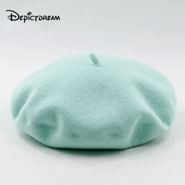 

wool vintage warm wool winter women beret french artist beanie hat cap for sweet girl gift spring and autumn hats y200102, Blue;gray