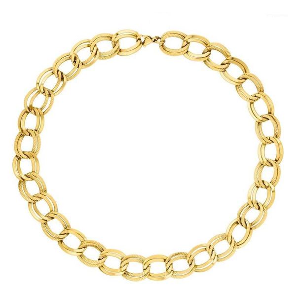 

mavis hare 40cm stainless steel akela choker necklace thick chain luxury oval plain sparkling o style necklace for beach girl1, Golden;silver