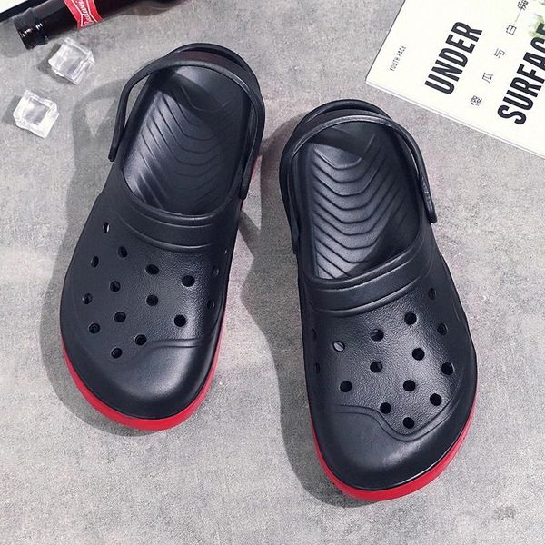 

2020 couple sandals light breathable jelly shoes waterproof quick-drying casual slippers garden shoes plus big size 47 48 #vx2r, Black