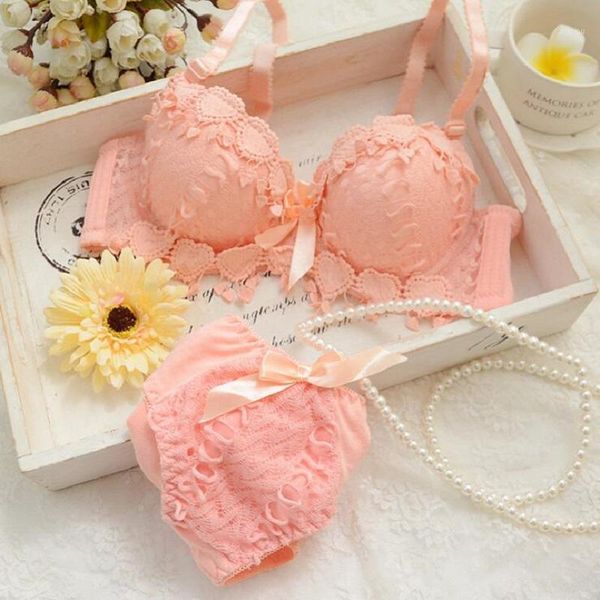 

japanese lingerie set thin embroidery push up bra set lace underwear floral bras for women bra and panty bh1, Red;black