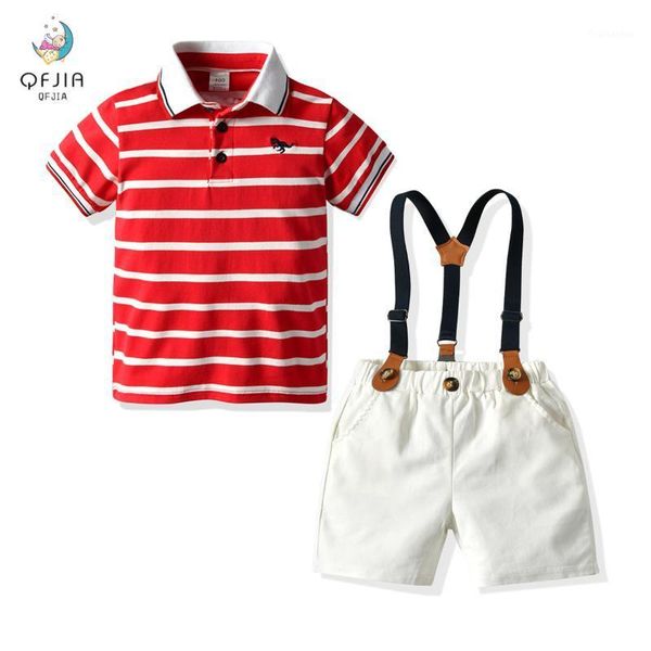 

kids clothing set fashion boys casual short sleeve t-shirt + strap shorts summer boys clothing sets1, White