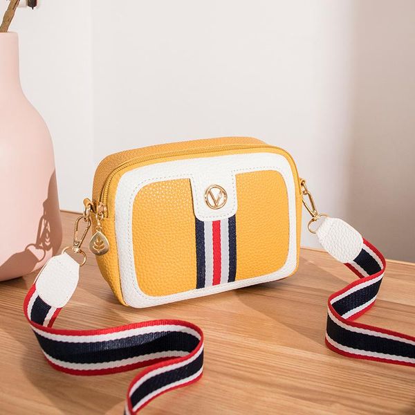 

women's cool handbag striped shoulder strap messenger bag cuboid shape bag large capacity shoes messenger zipper pouch