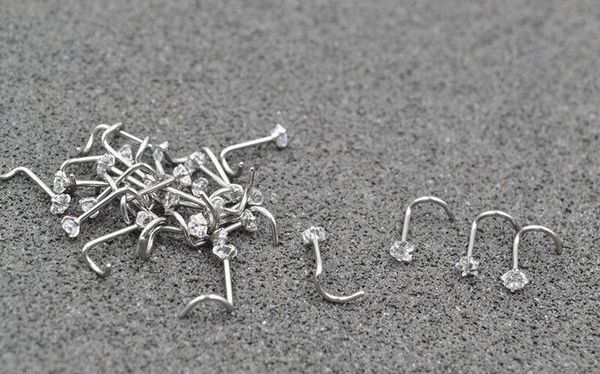 

tragus piercing zircon screw nose stud heart round star shape nose ring eyebrow bar helix cartilage earring sqcogz jeneffer, Silver