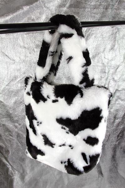 

shoulder bags plush cartoon handbags winter bag cute flowers houndstooth pattern hand women solid color ladies tote gift