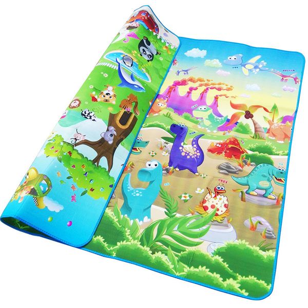 Baby Play Mat 0.5 см Толстый ползающий коврик Двойная поверхность Детские ковер коврик для животных автомобиль + динозавр Развивающийся коврик для детей игровой площадкой LJ201113