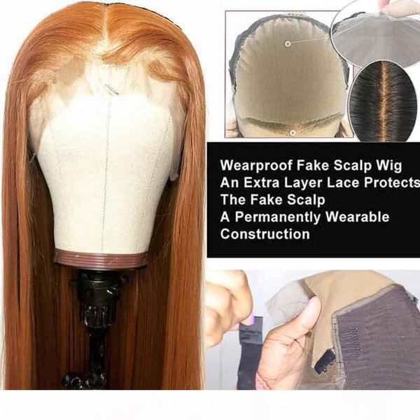 

invisible fake scalp lace wig deep part undetactable ginger wig brazilian remy 13x6 preplucked transparent hd lace wig for women, Black