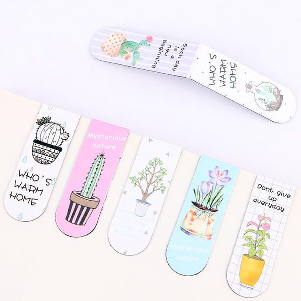 

12pcs magnetic bookmark kawaii cartoon plant page marker multicolor student stationery book marker school office supplies