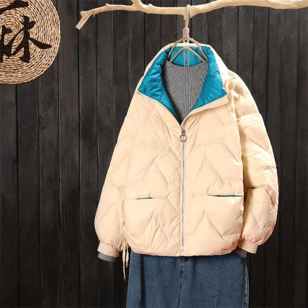 

new winter women ultra light down jacket stand collar coat brand jackets weightless parkas bread collar warmness puffer jacket, Black