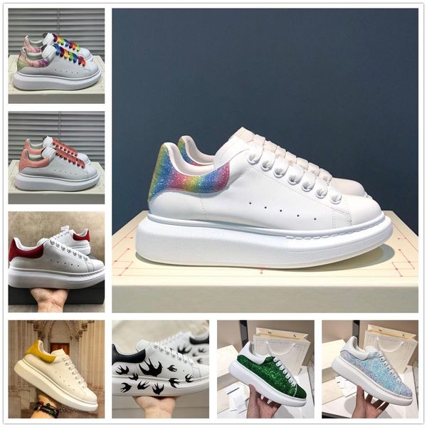 

mens casual designer shoes shinny sneakers womens leather white shoes flat trainers chaussures de sport zapatillas, Black