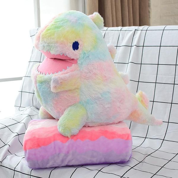 

60cm plush dinosaur toy with blanket 2 in 1 throw pillow stuffed animal dinosaur soft doll kids toys birthday gift for children wmtzrr