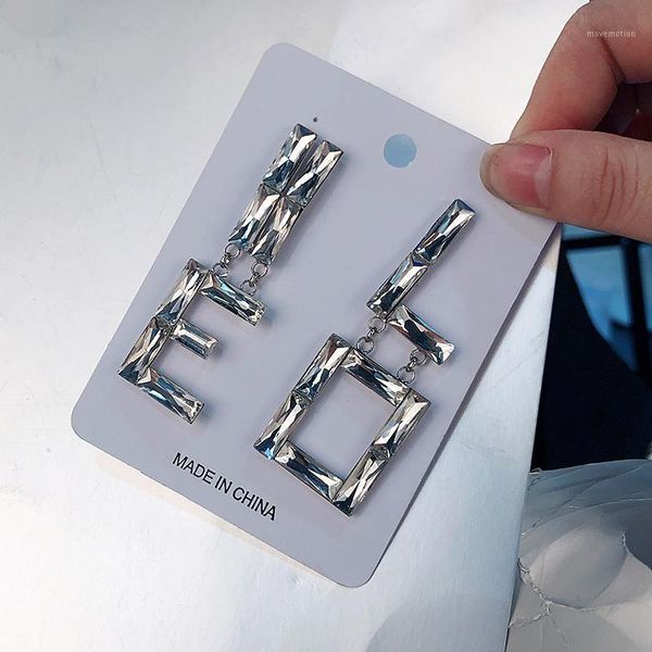 

aensoa new fashion letter crystal earrings for women love letter drop earrings chic imitation rhinestone female1, Silver