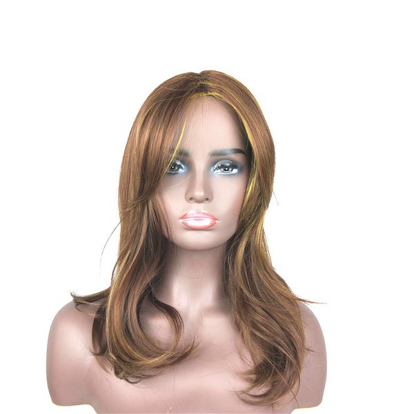 45 cm 18 inches Krullend Golvend Synthetische Pruik Simulatie Menselijk Haar Pruiken Haarstukjes voor Zwart-witte Vrouwen Die Er Echt K18