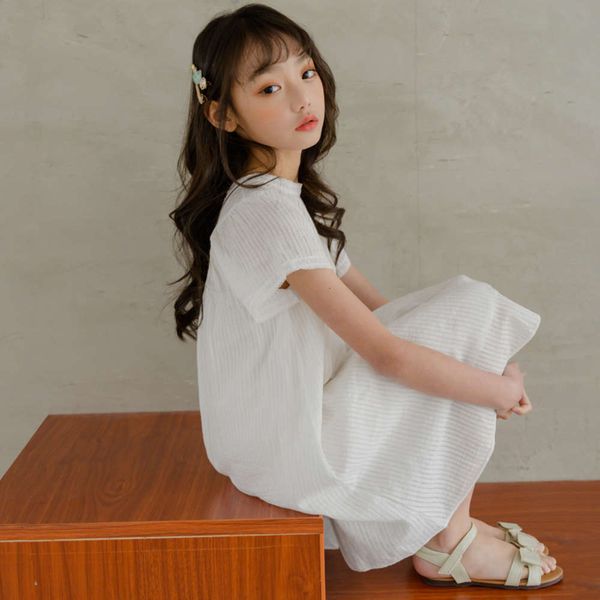 

girls' 2020 summer korean striped 20005 hollow out mori lace v-neck princs fairy drs, Red;yellow