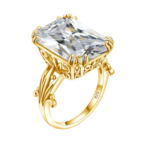

14k gold diamond ring silver 925 rings for women wedding engagement square shape gemstones fine jewelry anillos surprise price, Black