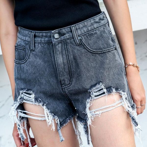 

vintage ripped jeans shorts women summer beach denim trouser plus high waist hollow short jeans talle alto vliegenverjager1, White;black