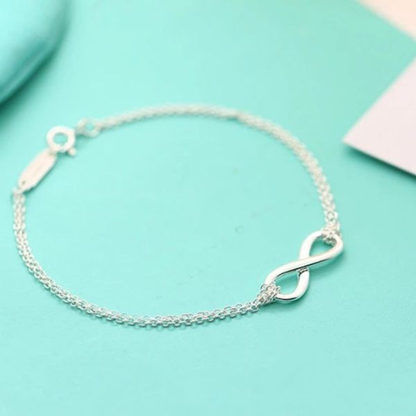 

s925 cuffs sterling silver figure 8 bracelet, classic fashion, jewelry, birthday gift, White