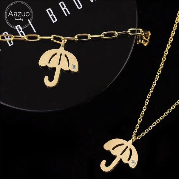 

aazuo real алмазного 18k ювелирные изделия прекрасная мини umbrella подвесные с цепью ожерельем браслета одарены для детей для женщин au750, Silver