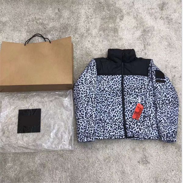 

down jacket casual comfortable loose men and women thickened lint jacket fashion leopard print clothes asain m-2xl, Black