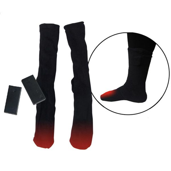 

electric heated winter sports socks foot warmer thermal socks battery powered cotton calcetines calefactable for hiking hunting, Black