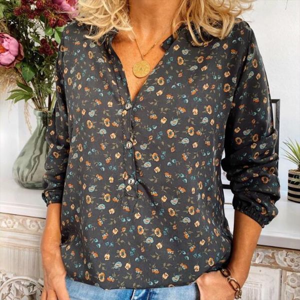 

womens long sleeve autumn spring chiffon blouse casual plus size blusas streetwear ladies v neck floral print shirts 5xl, White