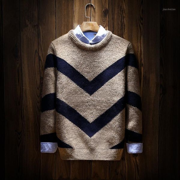 

spring and autumn japanese retro men's sweater korean slim round neck pullover sweater youth trend1, White;black