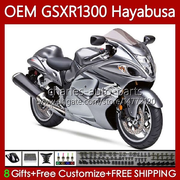 Corpo iniezione per SUZUKI Hayabusa GSXR 1300 CC GSXR-1300 08-19 77No.23 1300CC GSXR1300 Argento lucido 08 09 10 11 12 13 GSX R1300 2014 2015 2016 2017 2018 2019 Carenatura OEM