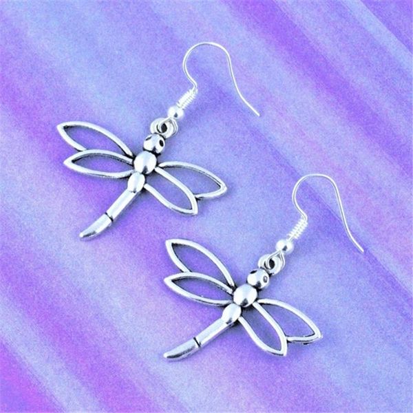 

dangle & chandelier dragonfly earrings, statement gift for mum, insect jewelry, Silver
