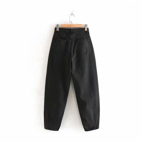 

2019 autumn and winter women's trousers fashion loose jeans women high waist female inelastic women's pencil pants1, Blue
