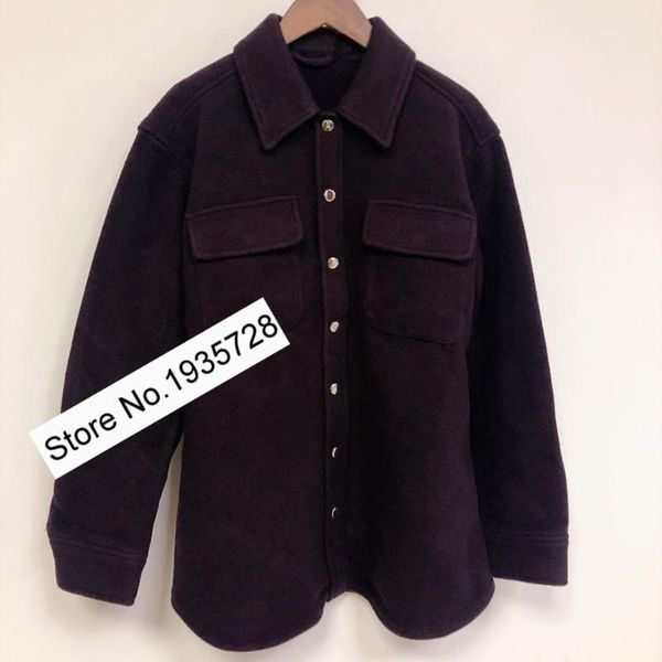 

2021 nordic style long sleeve wool blend woolen jacket - ladies lapel casual outerwear1, Black