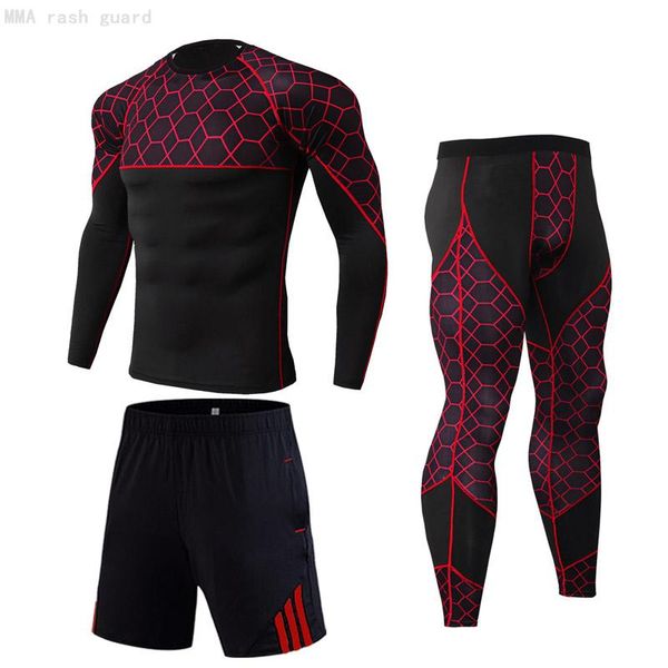 

марка мужчина tracksui 3-шт / set запуск компрессионных колготок рубашка gym одежда быстрой сухой велоспорт белье рубашки открытой спортивно, Black;blue