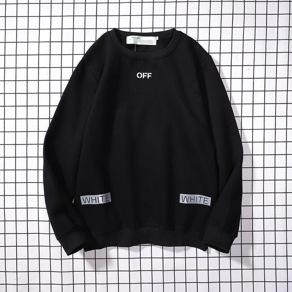 

men's and women's round neck plush sweater printed with trendy spot line, Black