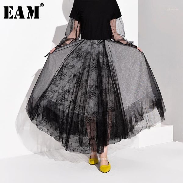 

eam] high waist black multilayer mesh split joint temperament half-body skirt women fashion tide new spring autumn 2019 jt13601