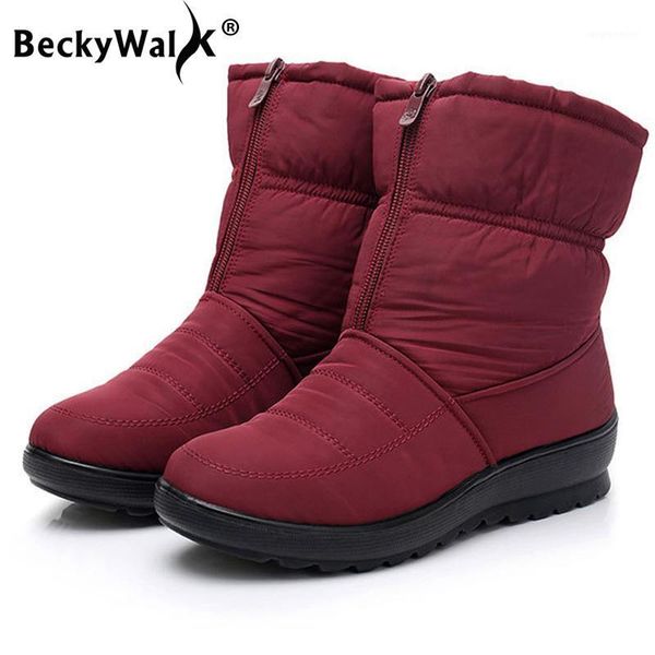 

botas mujer zapatos winter ladies warm fur ankle boots wedge with thick-soled shoes women waterproof snow boots wsh31461, Black