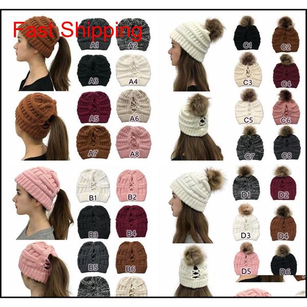 

pom pom criss cross ponytail beanie 32 styles winter warm wool knitted hat women cross ponytail hat beanie cyz2800-4 j4fja