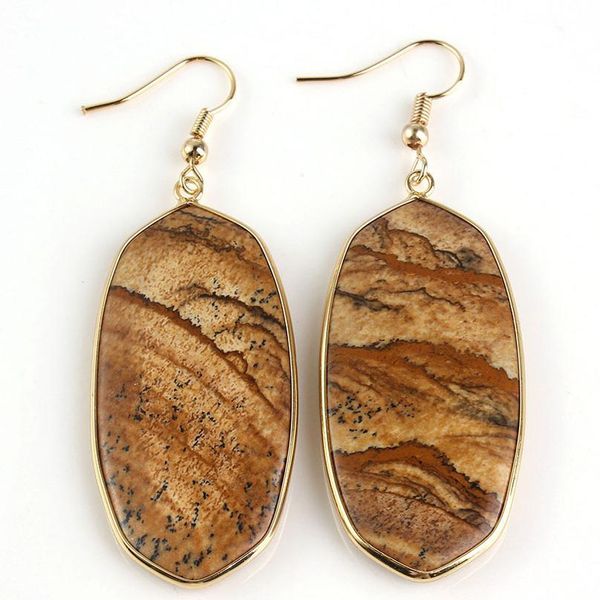 

2019 natural stone drop earrings for women natural stone big earring red pink quartz crystal tiger eye statement fashion qylmqi, Black