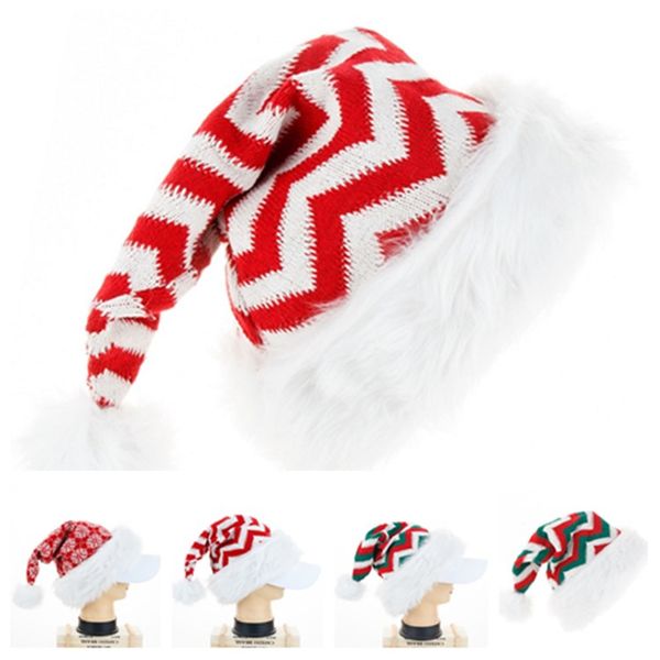 

новый вязаная шапка рождество hat рождество высокого класса плюшевые полосатый санта шляпу украшения праздник партии шляпы 3style t2i51562