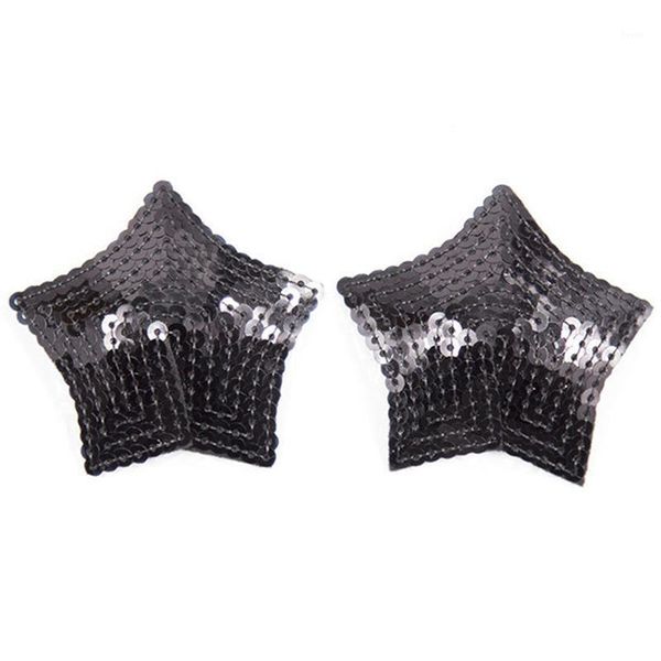 

women nipple cover star pasties pentagram sequins nipples covers clubwear nipple stickers flirting boob tape1, Black;white