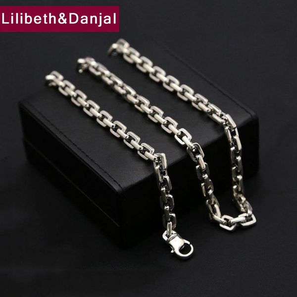 

chain necklace pendant 100% real 925 sterling silver punk wide 7mm long necklace men body fine jewelry accessories n1