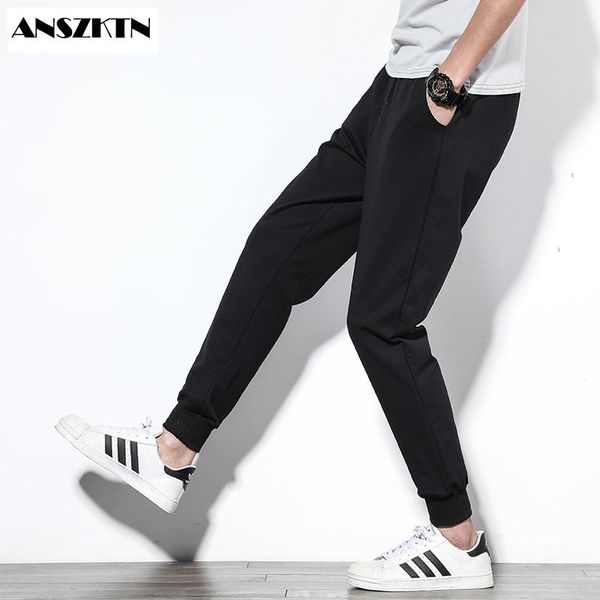 

men's pants anszktn arrivals fashion summer autumn male casual mens sweatpants linen comfort front classic fit trouser, Black