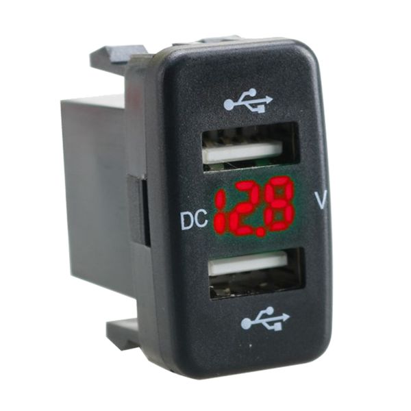 

12-24 mini dual usb автомобильное зарядное устройство цифровой разъем адаптера питания вольтметр дисплей подходит для toyota