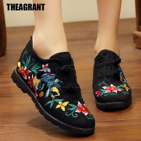 

theagrant spring autumn women sneakers ethnic button canvas casual shoes woman national style breathable shoes wsn3008 y200801, Black