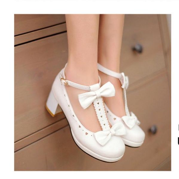 

women's shoes spring and autumn coarse round head bowknot @cuo14, Black