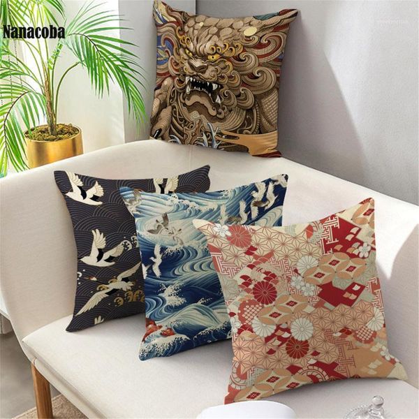 

japanese culture painting cushion covers japan ukiyoe mount fuji cherry blossom sakura cushion cover lumbar linen pillow case1