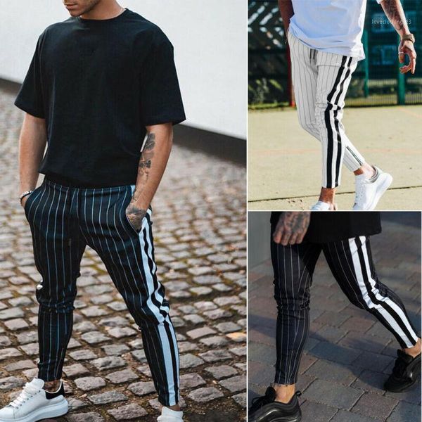 

men's pants plus size 3xl mens sport gym skinny jogging joggers sweat trousers slim fit tracksuit1, Black