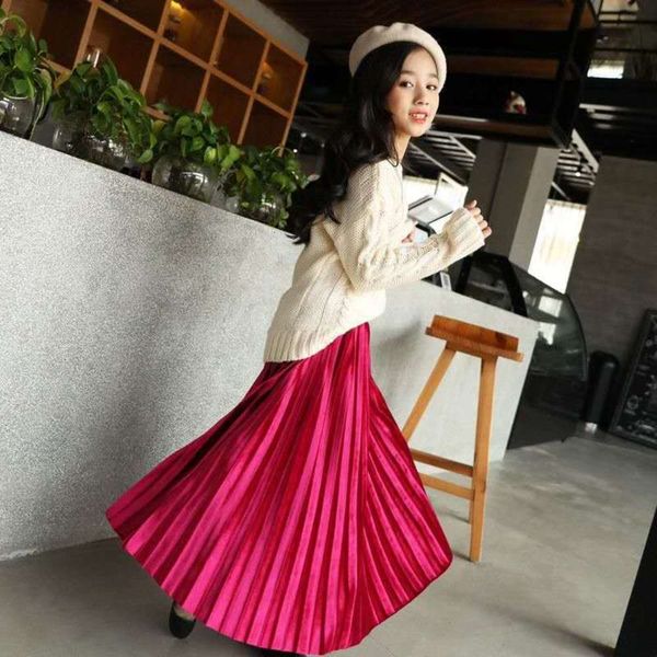 

and girl's plush half winter length pleated autumn skirt, Blue