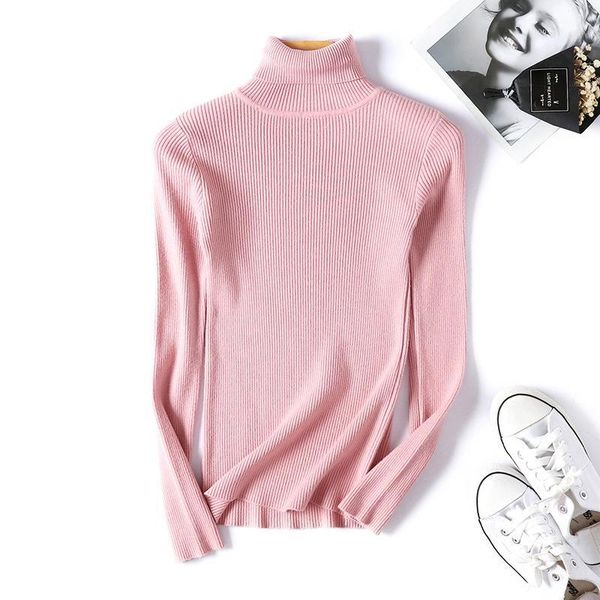 

women's sweaters aonibeier autumn winter rib knitted turtleneck women casual soft high neck jumper slim fit long sleeve ladies pullover, White;black