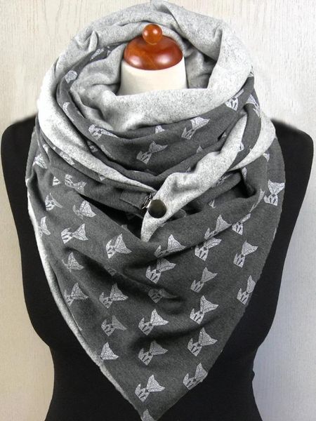

winter scarf women fashion lady printing button soft wrap casual warm scarves shawls multi-purpose shawl scarf, Blue;gray
