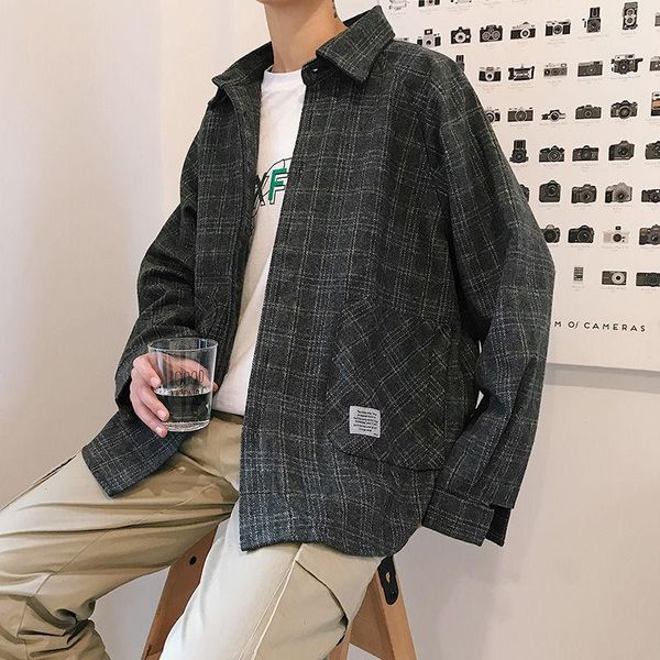 

2021 new spring port tweed coat loose jacket plaid shirt kpop holiday preppy england style smart casual, White;black